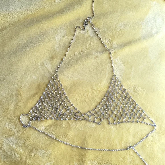 Silver Rhinestone Crystal Bralette - Picture 1 of 4